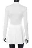Pink Sexy Solid Color Zipper Zipper Collar Long Sleeve Two Pieces