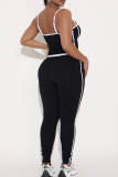 Pink Sportswear Contrast Spaghetti Strap Sleeveless Two Pieces