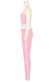 Pink Sportswear Contrast Spaghetti Strap Sleeveless Two Pieces