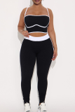 Pink Sportswear Contrast Spaghetti Strap Sleeveless Two Pieces