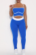 Royal Blue Sportswear Contrast Spaghetti Strap Sleeveless Two Pieces