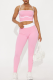Pink Sportswear Contrast Spaghetti Strap Sleeveless Two Pieces