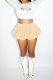 Light Yellow Casual Print Patchwork O Neck Long Sleeve Two Pieces