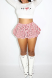 Red Casual Print Patchwork O Neck Long Sleeve Two Pieces
