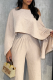 Apricot Casual Solid Color Irregular O Neck Long Sleeve Two Pieces