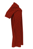 Red Casual Plaid Buckle Turndown Collar Tops