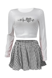 Red Casual Print Patchwork O Neck Long Sleeve Two Pieces