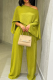 Green Casual Solid Color Irregular O Neck Long Sleeve Two Pieces