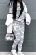 Grey Casual Letters Patchwork O Neck Short Sleeve Two Pieces