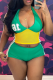 Light Green Sexy Digital Backless Halter Sleeveless Two Pieces
