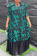 Green Elegant Print Patchwork O Neck Long Dresses