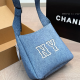 Blue Casual Letters Patchwork Bags