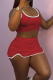 Red Sexy Contrast U Neck Sleeveless Two Pieces