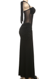 Yellow Sexy Solid Color Backless Halter Long Dresses