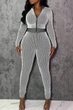 Black Casual Solid Color Zipper Zipper Collar Long Sleeve Two Pieces