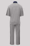 Skin Color Casual Zipper Contrast Zipper Collar Half Sleeve Two Pieces