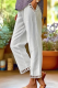 White Casual Solid Color Hollow Out Loose Mid Waist Conventional Patchwork Bottoms