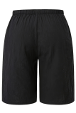 Brick Red Casual Solid Color Draw String Straight Mid Waist Conventional Patchwork Bottoms