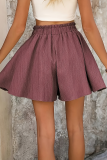 Brick Red Casual Solid Color Draw String Loose Mid Waist Wide Leg Patchwork Bottoms