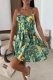 Green Sexy Print Backless Spaghetti Strap A Line Dresses