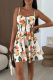 Tangerine Red Sexy Print Backless Spaghetti Strap A Line Dresses