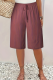 Brick Red Casual Solid Color Draw String Straight Mid Waist Conventional Patchwork Bottoms
