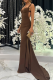 Brown Elegant Solid Color Backless Spaghetti Strap Evening Dresses