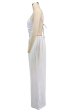 Red Casual Solid Color Pocket Backless Spaghetti Strap Loose Jumpsuits