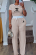Cream White Casual Letters Draw String Contrast O Neck Short Sleeve Two Pieces