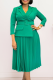 Green Elegant Solid Color With Belt Pleated Turndown Collar Long Dresses