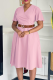 Pink Elegant Solid Color With Belt V Neck Long Dresses