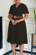 Black Elegant Solid Color With Belt V Neck Long Dresses