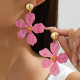 Pink Daily Flowers Metal Accessories Trim Earrings