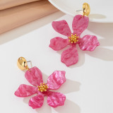 Pink Daily Flowers Metal Accessories Trim Earrings