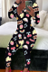 Multicolor Casual Print Buttons V Neck Skinny Jumpsuits