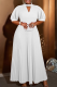 White Elegant Solid Color Hollow Out Pleated O Neck Evening Dresses