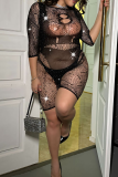 Black Sexy Solid Color Ripped Lingerie
