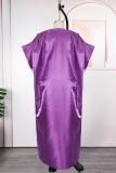 Blue Casual Solid Color Patchwork Square Neck Long Dresses
