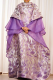 Purple Elegant Print Flounce O Neck Long Dresses
