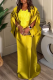 Lemon Yellow Casual Solid Color Patchwork Square Neck Long Dresses