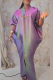 Green Casual Slit V Neck Long Dresses