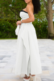 Black Sexy Solid Color Buckle With Belt Strapless Long Dresses
