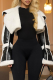 Black Casual Solid Color Contrast Cardigan Collar Outerwear
