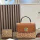 Brown Daily Letters Patchwork Bags