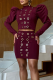 Burgundy Casual Solid Color Zipper Half A Turtleneck Long Sleeve Two Pieces