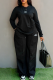 Black Casual Letters Patchwork O Neck Long Sleeve Two Pieces