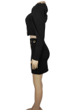 Burgundy Casual Solid Color Zipper Half A Turtleneck Long Sleeve Two Pieces