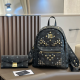 Black Daily Letters Rivets Zipper Bags