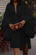 Black Casual Solid Color Buckle Shirt Collar Shirt Dresses