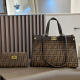 Brown Daily Letters Patchwork Bags
